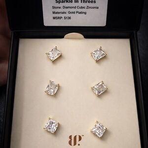 BP Collection Elegant Gold Plated and Cubic Zirconia Earrings Set